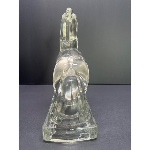 Vintage L.E. Smith Glass Rearing Horse Bookends Heavy Clear Figurine 7" Tall MCM - Picture 3 of 9